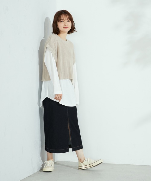 Purple&Yellow（パープルアンドイエロー）の「ニットベスト＆Tシャツセット（ニット/セーター・レディース・グレイッシュベージュ/キナリ・FREE）」の16枚目の写真