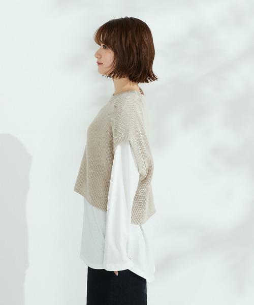 Purple&Yellow（パープルアンドイエロー）の「ニットベスト＆Tシャツセット（ニット/セーター・レディース・グレイッシュベージュ/キナリ・FREE）」の21枚目の写真