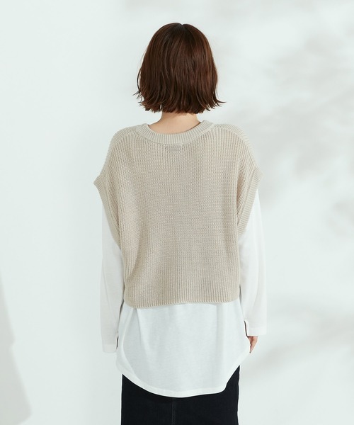 Purple&Yellow（パープルアンドイエロー）の「ニットベスト＆Tシャツセット（ニット/セーター・レディース・グレイッシュベージュ/キナリ・FREE）」の22枚目の写真