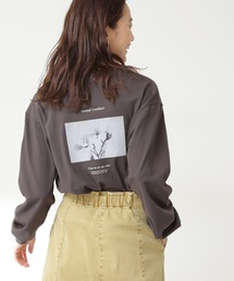 ◆ロゴプリントモノクロロングTシャツ