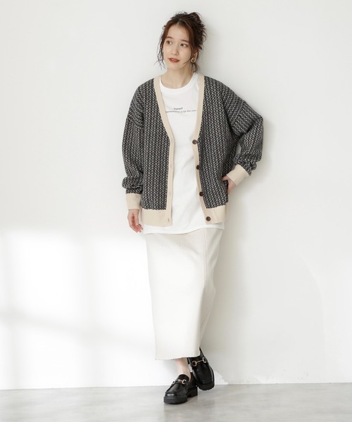 N.（N. Natural Beauty Basic）（エヌエヌナチュラルビューティーベーシック）の「◆ロゴプリントモノクロロングＴシャツ（Tシャツ/カットソー・レディース・オフホワイト/スミクロ・MEDIUM）」の6枚目の写真