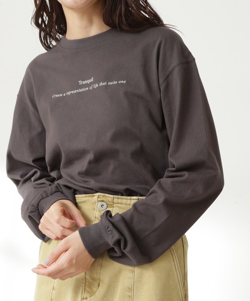 N.（N. Natural Beauty Basic）（エヌエヌナチュラルビューティーベーシック）の「◆ロゴプリントモノクロロングＴシャツ（Tシャツ/カットソー・レディース・オフホワイト/スミクロ・MEDIUM）」の11枚目の写真