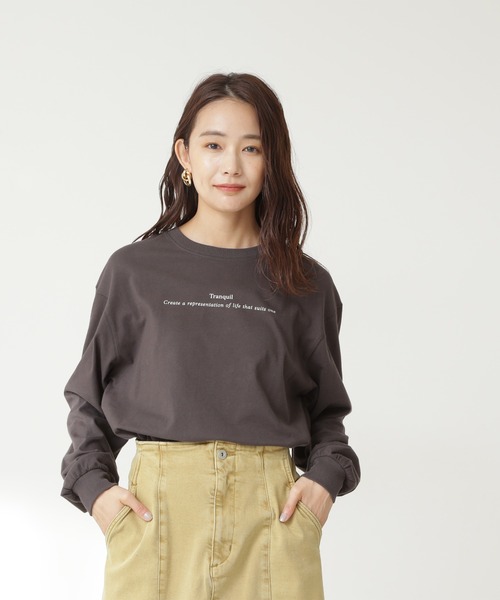 N.（N. Natural Beauty Basic）（エヌエヌナチュラルビューティーベーシック）の「◆ロゴプリントモノクロロングＴシャツ（Tシャツ/カットソー・レディース・オフホワイト/スミクロ・MEDIUM）」の8枚目の写真