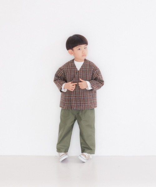 LOWRYS FARM（ローリーズファーム）の「ツイードチェックジャケット　959098（ノーカラージャケット・キッズ・ブラック/ブラウン・110cm/120cm/130cm）」の11枚目の写真