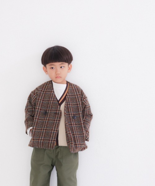 LOWRYS FARM（ローリーズファーム）の「ツイードチェックジャケット　959098（ノーカラージャケット・キッズ・ブラック/ブラウン・110cm/120cm/130cm）」の14枚目の写真
