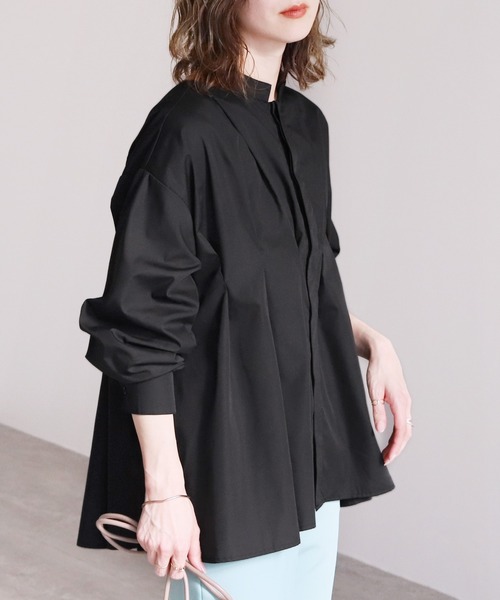 reca（レカ）の「フロントタックボリュームスリーブブラウス（シャツ/ブラウス・レディース・ブラック/ベージュ/グレー系その他/グリーン系その他/グリーン/ラベンダー/オフホワイト/サックスブルー・M）」の12枚目の写真