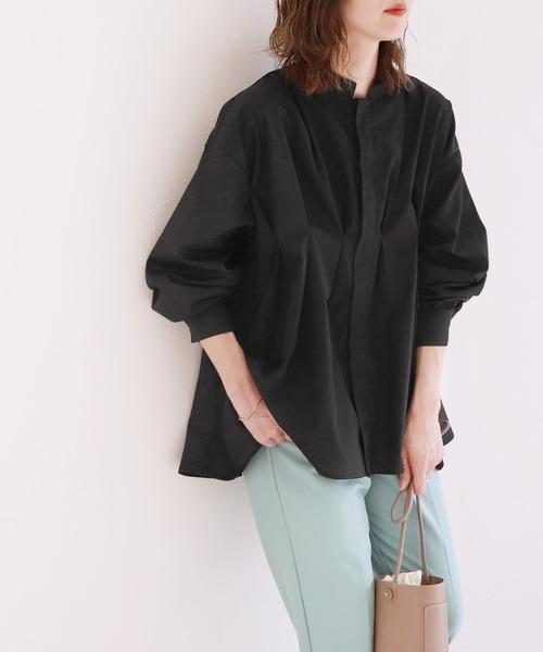 reca（レカ）の「フロントタックボリュームスリーブブラウス（シャツ/ブラウス・レディース・ブラック/ベージュ/グレー系その他/グリーン系その他/グリーン/ラベンダー/オフホワイト/サックスブルー・M）」の13枚目の写真