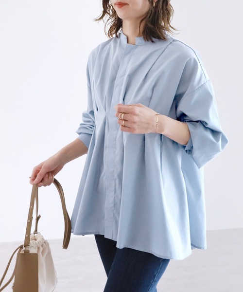 reca（レカ）の「フロントタックボリュームスリーブブラウス（シャツ/ブラウス・レディース・ブラック/ベージュ/グレー系その他/グリーン系その他/グリーン/ラベンダー/オフホワイト/サックスブルー・M）」の16枚目の写真