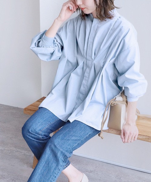 reca（レカ）の「フロントタックボリュームスリーブブラウス（シャツ/ブラウス・レディース・ブラック/ベージュ/グレー系その他/グリーン系その他/グリーン/ラベンダー/オフホワイト/サックスブルー・M）」の17枚目の写真