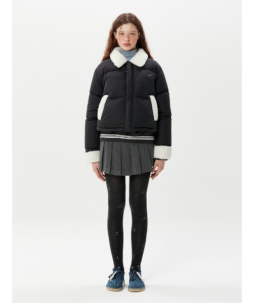 KIRSH（キルシー）の「A'GEM/9 × .kom『KIRSH/キルシー』CHERRY FUR DOWN SHORT JACKET/チェリーデザイン ダックダウンジャケット（ダウンジャケット/コート・レディース・ブラック/ベージュ・FREE）」の4枚目の写真