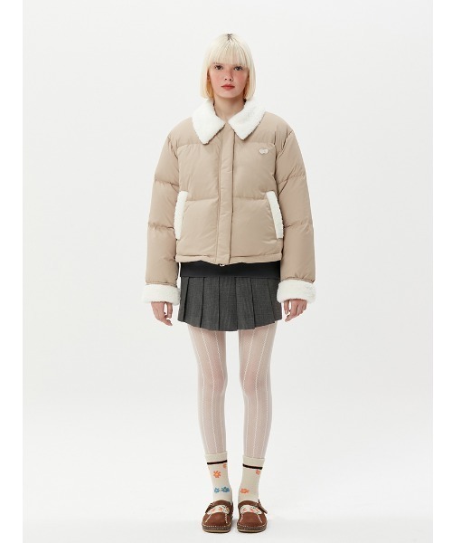 KIRSH（キルシー）の「A'GEM/9 × .kom『KIRSH/キルシー』CHERRY FUR DOWN SHORT JACKET/チェリーデザイン ダックダウンジャケット（ダウンジャケット/コート・レディース・ブラック/ベージュ・FREE）」の9枚目の写真