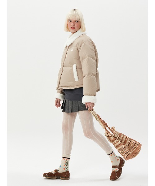 KIRSH（キルシー）の「A'GEM/9 × .kom『KIRSH/キルシー』CHERRY FUR DOWN SHORT JACKET/チェリーデザイン ダックダウンジャケット（ダウンジャケット/コート・レディース・ブラック/ベージュ・FREE）」の13枚目の写真