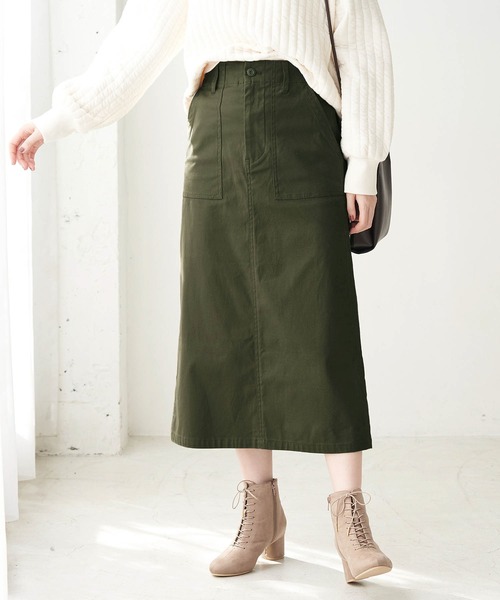 ROPE' PICNIC（ロペピクニック）の「バックサテンベイカースカート（スカート・レディース・ブラウン/ベージュ系その他/グリーン系その他2・36/38）」の3枚目の写真