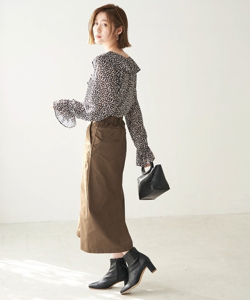 ROPE' PICNIC（ロペピクニック）の「バックサテンベイカースカート（スカート・レディース・ブラウン/ベージュ系その他/グリーン系その他2・36/38）」の9枚目の写真