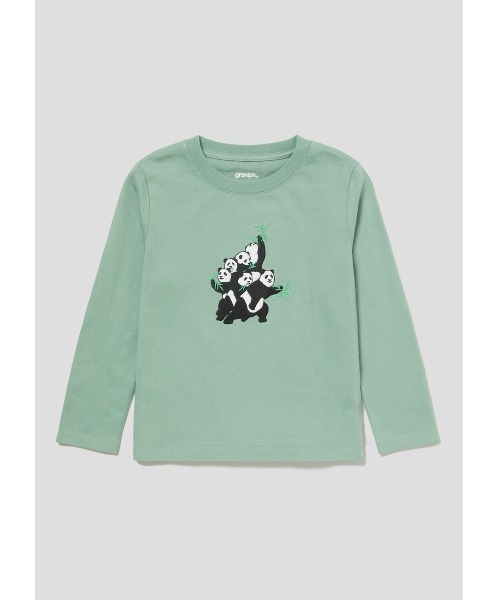 Design Tshirts Store graniph(デザイン ティーシャツ ストア グラニフ)の「チューチューハングリーパンダ|キッズグラフィック長袖Tシャツ(Tシャツ/カットソー・キッズ・グリーン・120/140/130/100/110)」の5枚目の写真