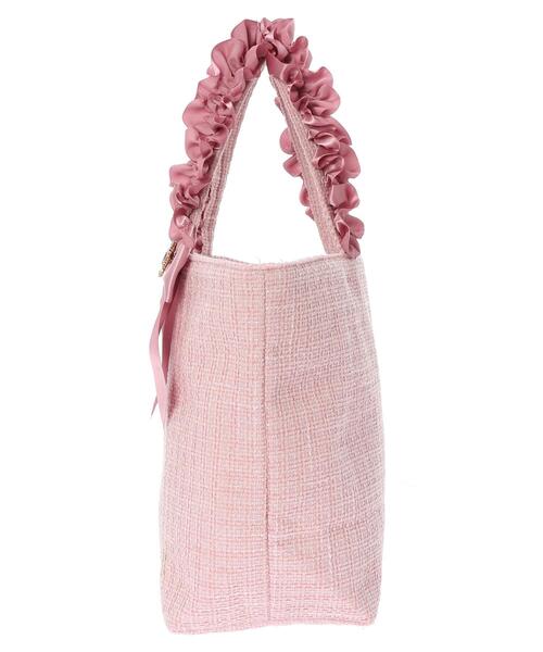 Maison de FLEUR(メゾンドフルール)の「ツイードフリルハンドルトートバッグ(トートバッグ・レディース・チャコールグレー/ピンク/ピンクベージュ・FREE)」の10枚目の写真