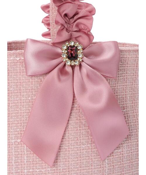 Maison de FLEUR(メゾンドフルール)の「ツイードフリルハンドルトートバッグ(トートバッグ・レディース・チャコールグレー/ピンク/ピンクベージュ・FREE)」の6枚目の写真