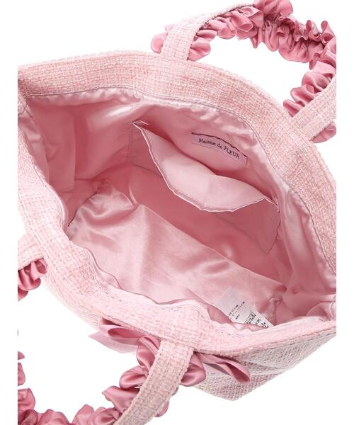 Maison de FLEUR(メゾンドフルール)の「ツイードフリルハンドルトートバッグ(トートバッグ・レディース・チャコールグレー/ピンク/ピンクベージュ・FREE)」の4枚目の写真