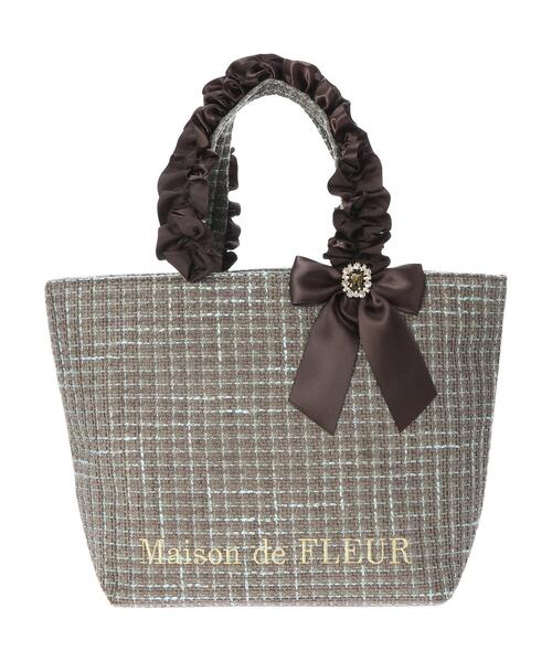 Maison de FLEUR(メゾンドフルール)の「ツイードフリルハンドルトートバッグ(トートバッグ・レディース・チャコールグレー/ピンク/ピンクベージュ・FREE)」の14枚目の写真