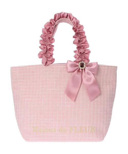 Maison de FLEUR(メゾンドフルール)の「ツイードフリルハンドルトートバッグ(トートバッグ・レディース・チャコールグレー/ピンク/ピンクベージュ・FREE)」の15枚目の写真