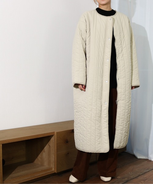 Per sist ence（パーシエンス）の「Per sist ence/パーシエンス　縦キルト ロングコート（その他アウター・レディース・ベージュ/アイボリー/モカ・FREE）」の3枚目の写真
