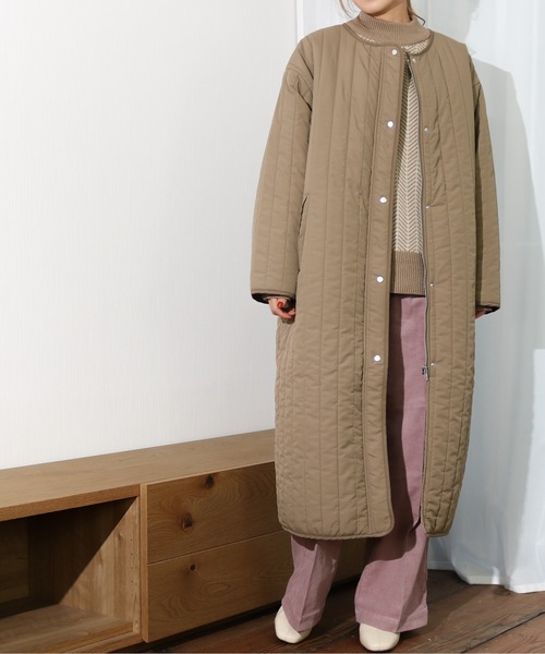 Per sist ence（パーシエンス）の「Per sist ence/パーシエンス　縦キルト ロングコート（その他アウター・レディース・ベージュ/アイボリー/モカ・FREE）」の2枚目の写真