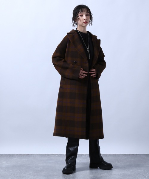 HARE(ハレ)の「チェスターベルトコート(HARE)(チェスターコート・レディース・ブラック/グレー/ライトグリーン/チェック・S/M)」の19枚目の写真