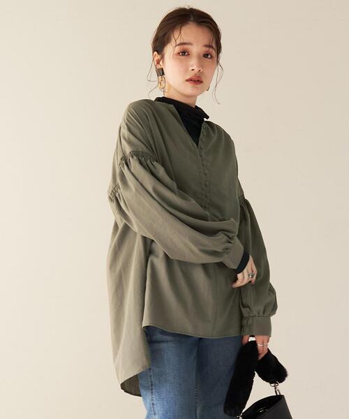 coen（コーエン）の「スリーブシャーリングブラウス（シャツ/ブラウス・レディース・オフホワイト/オリーブ/ダークグレー・M/L）」の18枚目の写真