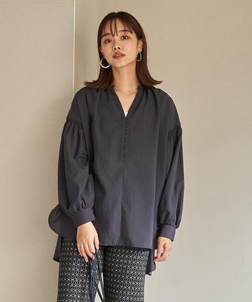 coen（コーエン）の「スリーブシャーリングブラウス（シャツ/ブラウス・レディース・オフホワイト/オリーブ/ダークグレー・M/L）」の10枚目の写真