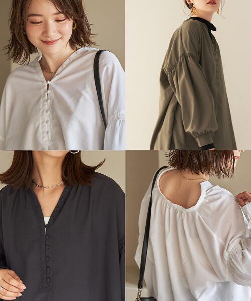 coen（コーエン）の「スリーブシャーリングブラウス（シャツ/ブラウス・レディース・オフホワイト/オリーブ/ダークグレー・M/L）」の11枚目の写真