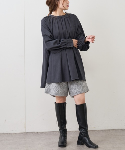 PUAL CE CIN（ピュアルセシン）の「製品染め後ろリボンプルオーバーブラウス（シャツ/ブラウス・レディース・ベージュ/スミクロ/ブルー/アイボリー/モカ・FREE）」の17枚目の写真