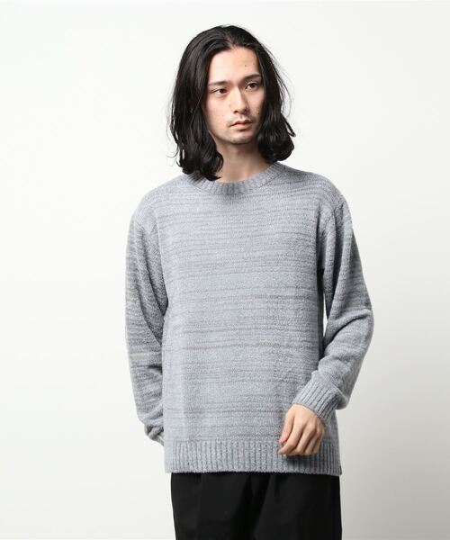 WILKES BASHFORD（ウィルクスバッシュフォード）の「＊ウィルクスバシュフォード/WILKES BASHFORD フェザーヤーン クルーネック ニットプルオーバー（ニット/セーター・メンズ・ブルー/グレー系その他2/イエロー・MEDIUM/LARGE/X-LARGE）」の2枚目の写真