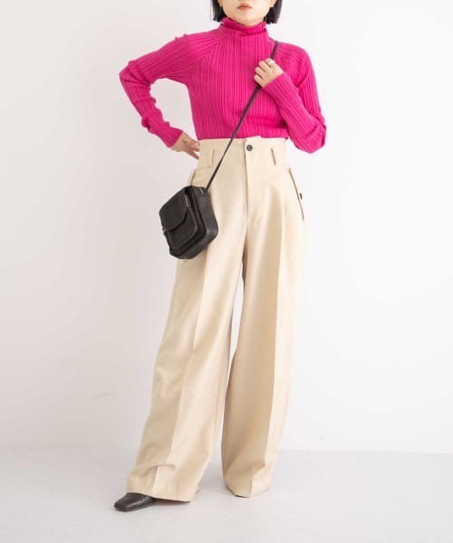 WANDERUNG（ワンデルング）の「『URBS別注』WANDERUNG　Ex Wool Ribbed Pullover（ニット/セーター・レディース・ピンク/オレンジ/グリーン・FREE）」の6枚目の写真