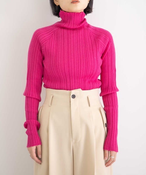 WANDERUNG（ワンデルング）の「『URBS別注』WANDERUNG　Ex Wool Ribbed Pullover（ニット/セーター・レディース・ピンク/オレンジ/グリーン・FREE）」の16枚目の写真