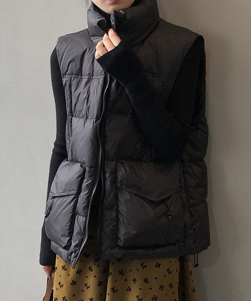 aimoha（アイモハ）の「ダウンベスト（ダウンベスト・レディース・チョコ/ブラック/ベージュ・MEDIUM/LARGE）」の2枚目の写真