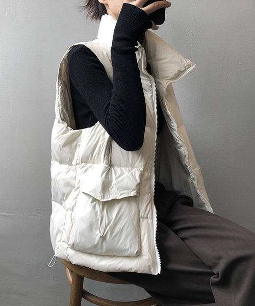 aimoha（アイモハ）の「ダウンベスト（ダウンベスト・レディース・チョコ/ブラック/ベージュ・MEDIUM/LARGE）」の5枚目の写真