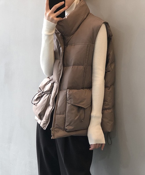 aimoha（アイモハ）の「ダウンベスト（ダウンベスト・レディース・チョコ/ブラック/ベージュ・MEDIUM/LARGE）」の4枚目の写真