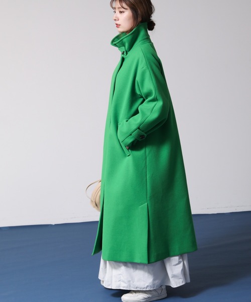 frames RAY CASSIN（フレームスレイカズン）の「【WEB限定】マルチWAYスタンドカラーフェイクウールコート（その他アウター・レディース・ネイビー/オフホワイト/グリーン・FREE）」の4枚目の写真