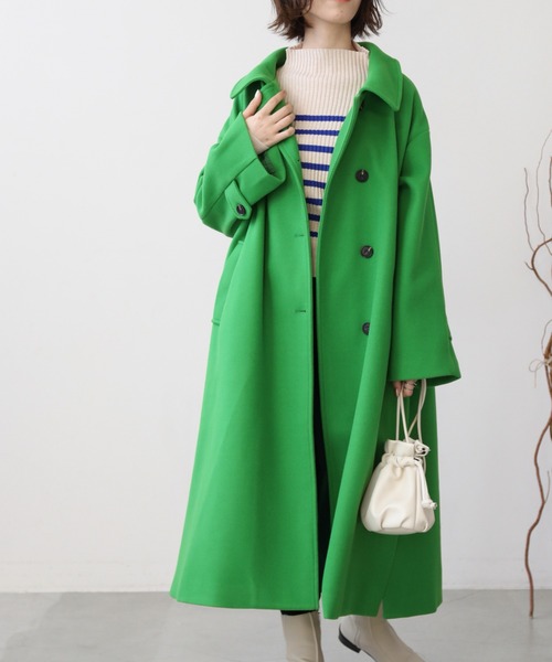 frames RAY CASSIN（フレームスレイカズン）の「【WEB限定】マルチWAYスタンドカラーフェイクウールコート（その他アウター・レディース・ネイビー/オフホワイト/グリーン・FREE）」の15枚目の写真
