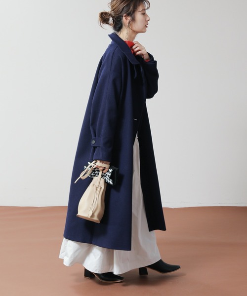 frames RAY CASSIN（フレームスレイカズン）の「【WEB限定】マルチWAYスタンドカラーフェイクウールコート（その他アウター・レディース・ネイビー/オフホワイト/グリーン・FREE）」の21枚目の写真