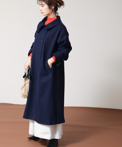 frames RAY CASSIN（フレームスレイカズン）の「【WEB限定】マルチWAYスタンドカラーフェイクウールコート（その他アウター・レディース・ネイビー/オフホワイト/グリーン・FREE）」の22枚目の写真