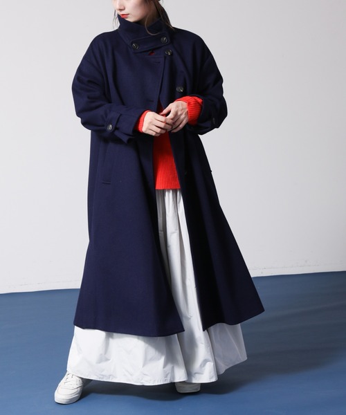 frames RAY CASSIN（フレームスレイカズン）の「【WEB限定】マルチWAYスタンドカラーフェイクウールコート（その他アウター・レディース・ネイビー/オフホワイト/グリーン・FREE）」の20枚目の写真