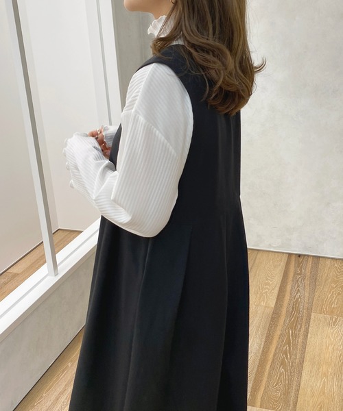 apres jour（アプレジュール）の「Vネックジャンスカ【ZOZOTOWN限定アイテム】【１.１】（ワンピース・レディース・ダークブラウン/ブラック・MEDIUM/SMALL/X-LARGE）」の6枚目の写真