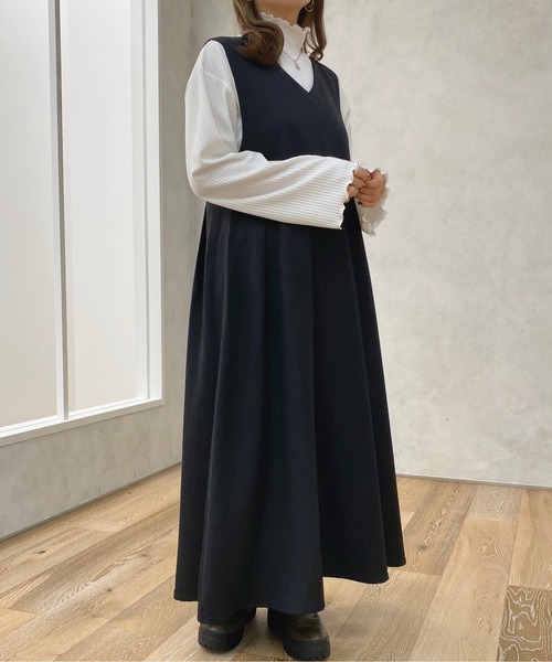 apres jour（アプレジュール）の「Vネックジャンスカ【ZOZOTOWN限定アイテム】【１.１】（ワンピース・レディース・ダークブラウン/ブラック・MEDIUM/SMALL/X-LARGE）」の10枚目の写真