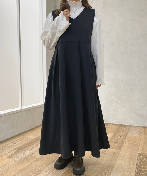 apres jour（アプレジュール）の「Vネックジャンスカ【ZOZOTOWN限定アイテム】【１.１】（ワンピース・レディース・ダークブラウン/ブラック・MEDIUM/SMALL/X-LARGE）」の11枚目の写真