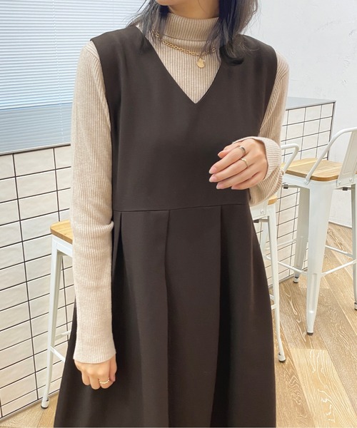 apres jour（アプレジュール）の「Vネックジャンスカ【ZOZOTOWN限定アイテム】【１.１】（ワンピース・レディース・ダークブラウン/ブラック・MEDIUM/SMALL/X-LARGE）」の13枚目の写真