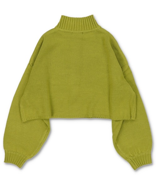 SPINNS（スピンズ）の「ハーフジップ ショートニット（ニット/セーター・レディース・ナチュラル/ライトグリーン/ダークブルー/ブラック・ONESIZE）」の6枚目の写真