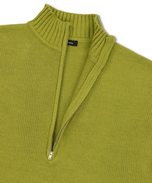 SPINNS（スピンズ）の「ハーフジップ ショートニット（ニット/セーター・レディース・ナチュラル/ライトグリーン/ダークブルー/ブラック・ONESIZE）」の7枚目の写真