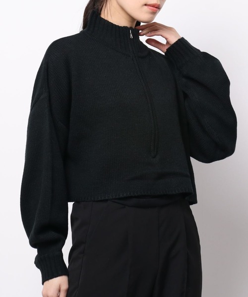 SPINNS（スピンズ）の「ハーフジップ ショートニット（ニット/セーター・レディース・ナチュラル/ライトグリーン/ダークブルー/ブラック・ONESIZE）」の12枚目の写真