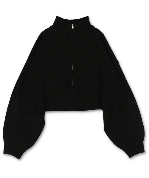 SPINNS（スピンズ）の「ハーフジップ ショートニット（ニット/セーター・レディース・ナチュラル/ライトグリーン/ダークブルー/ブラック・ONESIZE）」の21枚目の写真